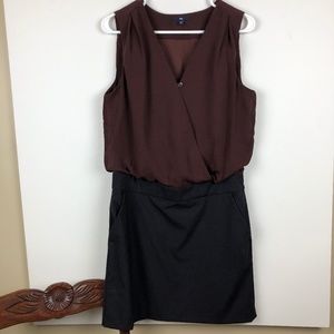 GAP BLOUSON MINI DRESS WRAP TOP COLOR BLOCK